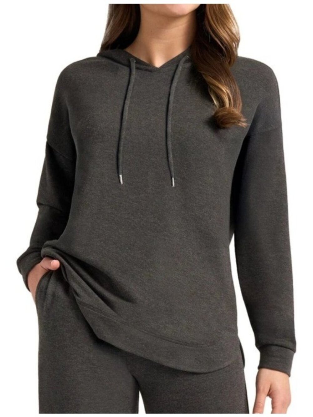 NWT Max & Mia Heather Charcoal Womens Hoodie Large Lounge Sweatshirt